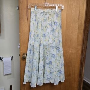 Abercrombie & Fitch Green Yellow Pastel Floral Maxi Skirt